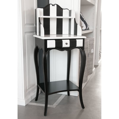 Casa Padrino Designer Telefontisch Schwarz / Weiss 59 cm x 39 cm x H. 104 cm