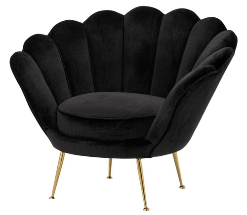 Casa Padrino Luxus Sessel Schwarz / Messing 96,5 x 79 x H. 78 cm - Designer Hotel M�bel