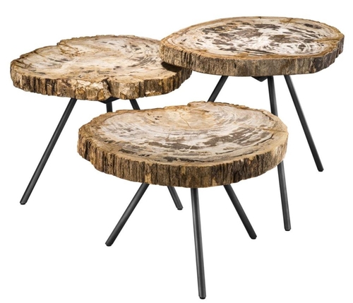 Casa Padrino Luxus Couchtisch 3er Set Braun / Rotguss - Wohnzimmerm�bel