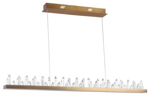 Casa Padrino LED H�ngeleuchte mit messingfarbenem Metallrahmen und Kristallglaszacken 115 x 9 x H. 10,4 cm - Wohnzimmerm�bel