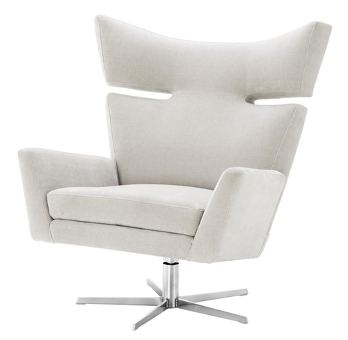 Casa Padrino Drehsessel Sandfarben / Silber 100 x 89 x H. 105 cm - Luxus M�bel