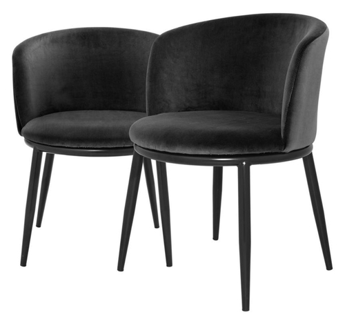 Casa Padrino Luxus Esszimmerstuhl Set Schwarz 57 x 57 x H. 74 cm - Esszimmerm�bel