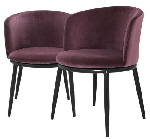 Casa Padrino Luxus Esszimmerstuhl Set Lila / Schwarz 57 x 57 x H. 74 cm - Esszimmerm�bel