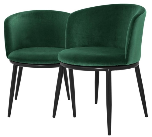 Casa Padrino Luxus Esszimmerstuhl Set Gr�n / Schwarz 57 x 57 x H. 74 cm - Esszimmerm�bel