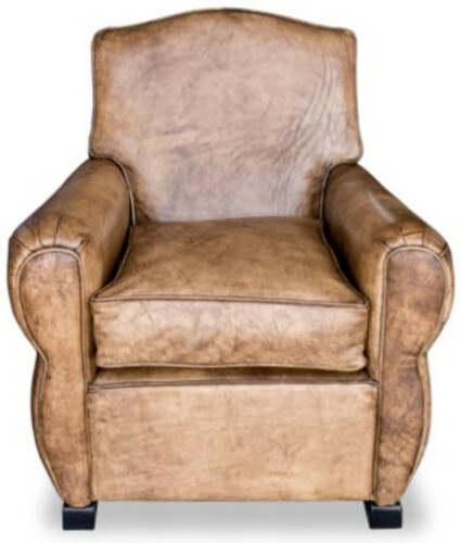 Casa Padrino Luxus Wohnzimmer Leder Sessel Vintage Hellbraun 80 x 88 x H. 86 cm - Echtleder M�bel