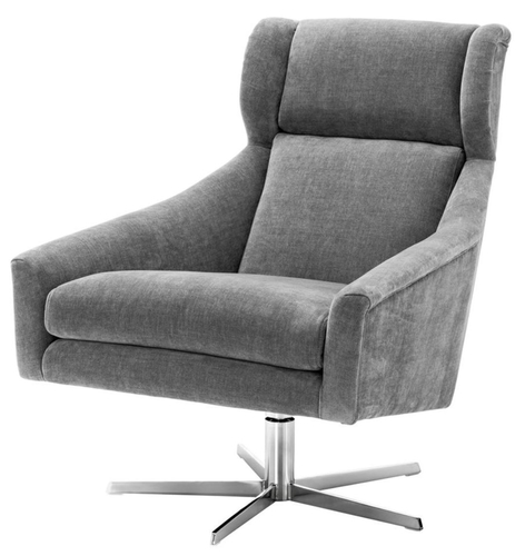 Casa Padrino Drehsessel Grau / Silber 76 x 98 x H. 94,5 cm - Luxus M�bel