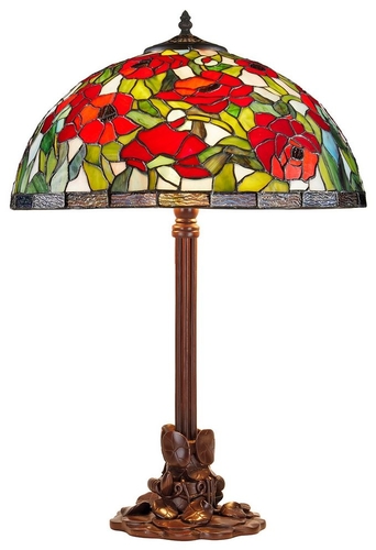 Casa Padrino Tiffany Tischleuchte Bronzefarben / Mehrfarbig  40 x H. 61 cm - Tiffany Hockerleuchte aus 528 Teilen