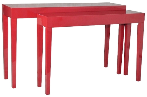 Casa Padrino Luxus Konsolen 2er Set Rot - Handgefertigte Lackm�bel
