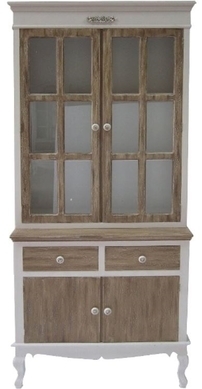 Casa Padrino Landhausstil Vitrinenschrank Wei� / Braun 89 x 40 x H. 195 cm - Landhausstil M�bel