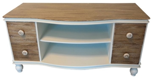 Casa Padrino Landhausstil Fernsehschrank Wei� / Braun 90 x 40 x H. 45 cm - Handgefertigter Wohnzimmer TV Schrank im Landhausstil
