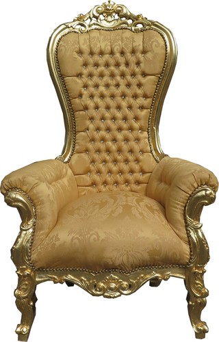 Casa Padrino Barock Thron Sessel Majestic Medium Gold Muster / Gold Mod2 mit Bling Bling Glitzersteinen - Riesensessel - Thron Stuhl Tron