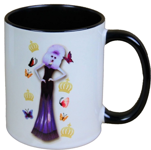 Harald Gl��ckler Pomp��s Tasse Hund mit violettem Abendkleid - designed by Harald Gl��ckler