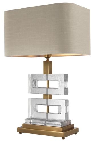 Casa Padrino Luxus Tischleuchte Vintage Messing / Khaki 45 x H. 70 cm - Luxus Kollektion