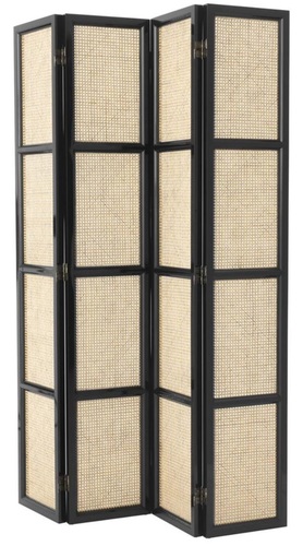 Casa Padrino Luxus Raumteiler Schwarz / Naturfarben 163 x H. 225 cm - Limited Edition