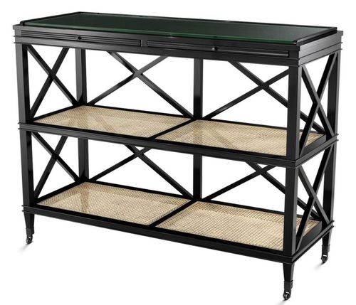 Casa Padrino Luxus Konsole Schwarz / Naturfarben 124 x 47 x H. 96 cm - Limited Edition
