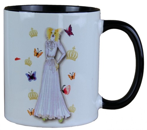 Harald Gl��ckler Pomp��s Tasse Hund mit weissfarbenem Abendkleid - designed by Harald Gl��ckler