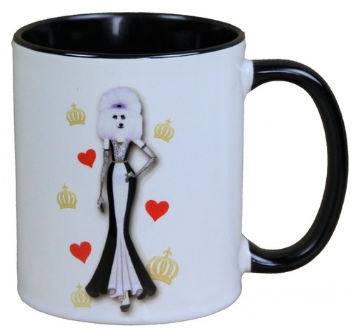 Harald Glckler Pomps Tasse Hund mit weiss-schwarzem Abendkleid - designed by Harald Glckler