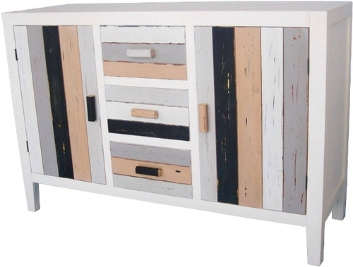 Casa Padrino Landhausstil Kommode mit 2 T�ren und 3 Schubladen Mehrfarbig 120 x 40 x H. 80 cm - Shabby Chic M�bel