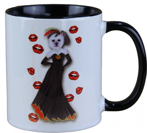 Harald Gl��ckler Pomp��s Tasse Hund mit schwarzfarbenem Abendkleid - designed by Harald Gl��ckler