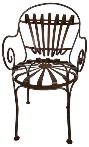 Casa Padrino Schmiedeeisen Gartenstuhl mit Armlehnen  46 x H. 94 cm - verschiedene Farben - Jugendstil Gartenm�bel 