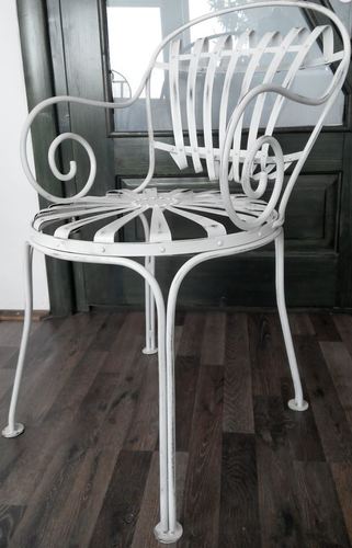 Casa Padrino Schmiedeeisen Gartenstuhl mit Armlehnen  46 x H. 94 cm - verschiedene Farben - Jugendstil Gartenm�bel  