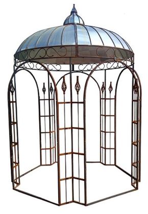 Casa Padrino Pavillon  220 x H. 330 cm - verschiedene Farben - Gartenpavillon aus Schmiedeeisen mit verzinktem Blechdach