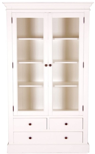 Casa Padrino Landhausstil Vitrinenschrank Antik Wei� 110 x 45 x H. 190 cm - Handgefertigte Shabby Chic Vitrine 