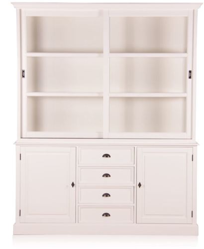 Casa Padrino Landhausstil Wandschrank Antik Wei� mit 2 T�ren und 4 Schubladen 185 x 43 x H. 225 cm - Landhausstil M�bel 