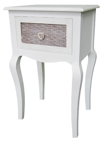 Casa Padrino Landhausstil Telefontisch Hellgrau / Braun 40 x 32 x H. 68 cm - Handgefertigter Beistelltisch mit Schublade