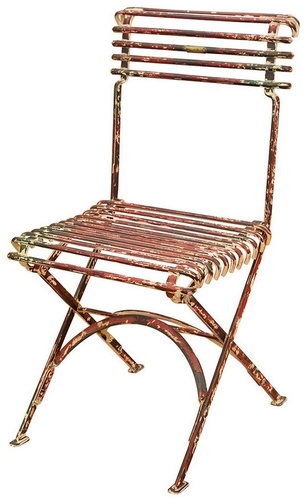Casa Padrino Schmiedeeisen Gartenstuhl Antik Rot 40 x 50 cm - Zusammenklappbarer Gartenstuhl im Jugendstil 