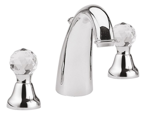 Luxus Waschtisch Armatur / Dreilochbatterie mit Swarovski Kristallglas Silber - Luxus Qualit�t