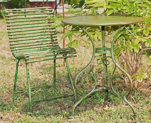 Casa Padrino Jugendstil Gartentisch & Gartenstuhl - verschiedene Farben - Gartenm�bel Set im Jugendstil