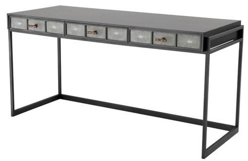 Casa Padrino Luxus Schreibtisch mit 3 Schubladen Schwarz / Grau 150 x 60 x H. 75 cm - Luxus B�rom�bel