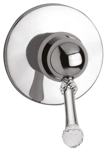 Luxus Dusch Unterputz-Einhebelmischer mit Swarovski Kristallglas Silber  11,5 cm - Badezimmer Armaturen Made in Italy