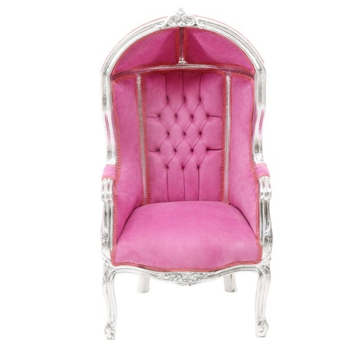 Casa Padrino Barock Kinder Ballon Thron Sessel Rosa /Silber - Ballon Sessel Barock M�bel