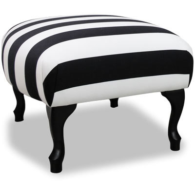 Casa Padrino Luxus Sitzhocker Schwarz / Wei� Streifen / Schwarz - Designer Stil Hocker - M�bel