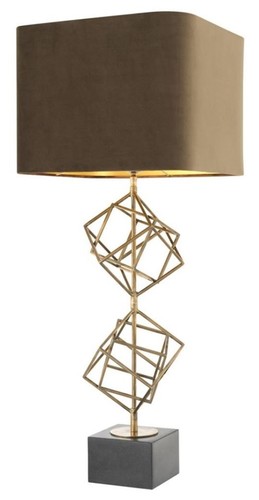 Casa Padrino Luxus Tischleuchte Vintage Messingfarben / Braun 40 x H. 98 cm - Designer Tischlampe