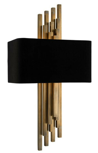 Casa Padrino Luxus Wandleuchte Vintage Messing / Schwarz 31 x H. 59 cm - Hotel & Restaurant M�bel