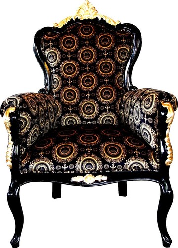 Pomp��s by Casa Padrino Luxus Barock Sessel Bergere Schwarz / Gold - Pomp��ser Barock Sessel designed by Harald Gl��ckler