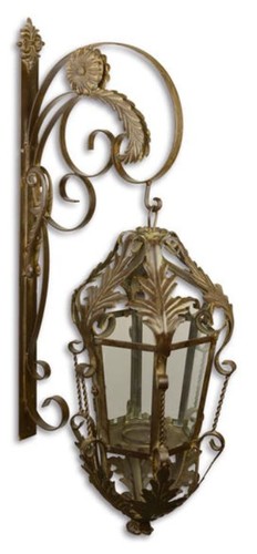 Casa Padrino Jugendstil Garten / Terrassen Wandlaterne Braun 29 x 47 x H. 93 cm - Barock & Jugendstil Garten Accessoires