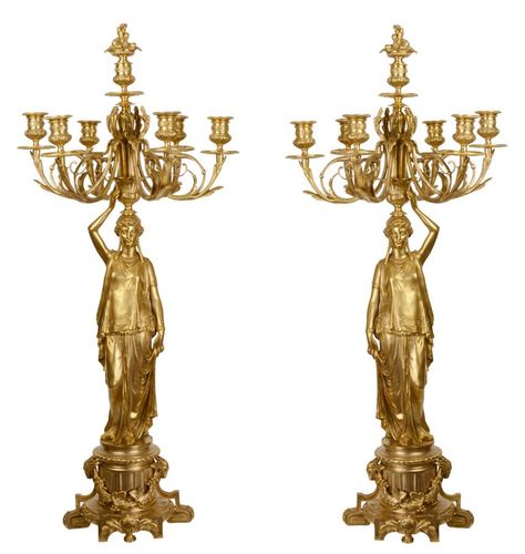 Casa Padrino Barock Kerzenst�nder Set Gold 37,5 x 32,5 x H. 86 cm - Edel & Prunkvoll