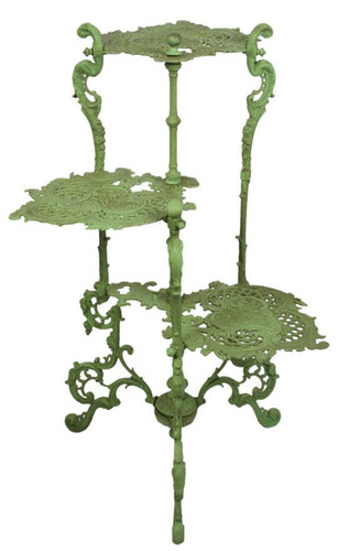 Casa Padrino Jugendstil Gusseisen Blumenetagere / Blumentisch Gr�n H. 80 cm - Gartenm�bel