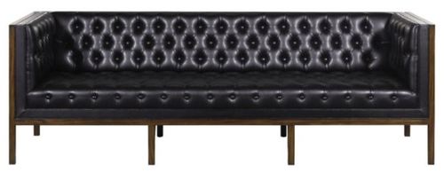 Casa Padrino Chesterfield Echtleder 3-Sitzer Sofa Schwarz / Braun 213 x 78 x H. 72 cm - Hotel M�bel