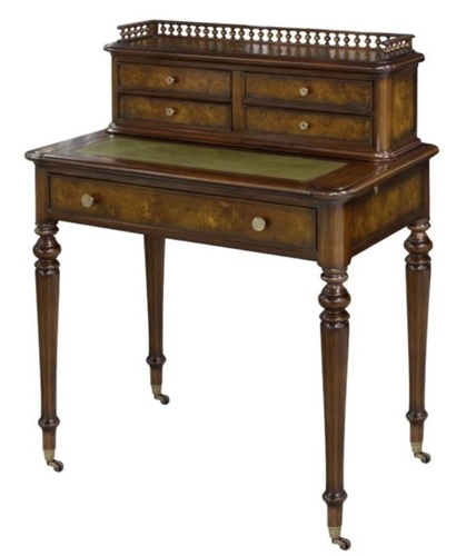 Casa Padrino Mahagoni Sekret�r mit 5 Schubladen Braun / Gr�n 79 x 50 x H. 101 cm - Luxus Qualit�t