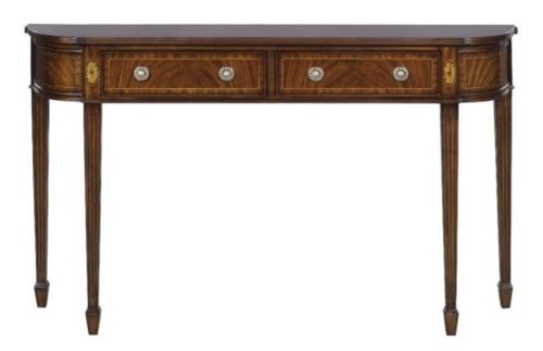 Casa Padrino Luxus Jugendstil Mahagoni Konsole Braun 130 x 30 x H. 78 cm - Konsolentisch mit 2 Schubladen im franz�sichen Jugendstil