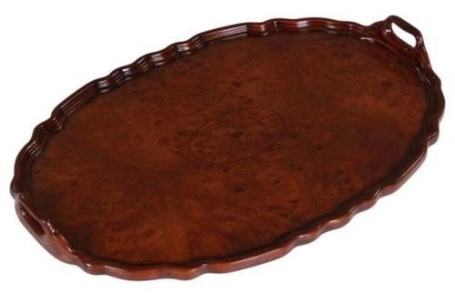 Casa Padrino Mahagoni Tablett / Serviertablett Braun 66,5 x 44,5 x H. 6,2 cm - Luxus Gastronomie Accessoires