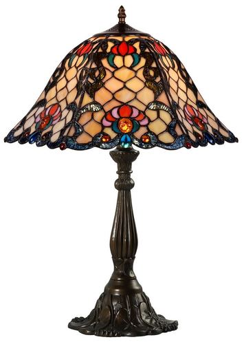 Casa Padrino Tiffany Tischleuchte Mehrfarbig  44,5 x H. 61 cm - Handgefertigte Luxus Tischlampe aus zahlreichen Glas Mosaik St�cken