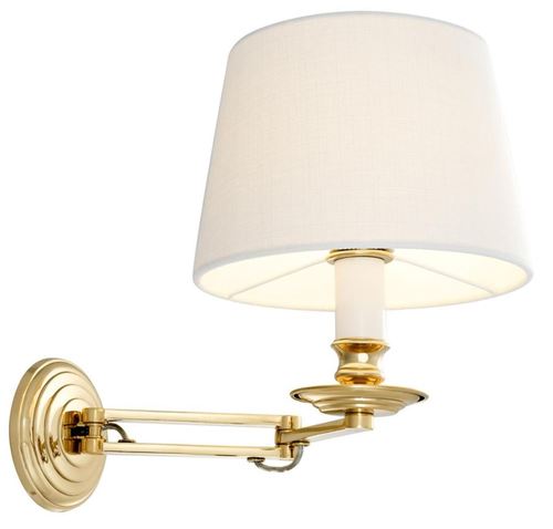 Casa Padrino Luxus Wandleuchte mit Schwenkarm Gold / Wei� 22 x 21,5 x H. 27,5 cm - Hotel & Restaurant Leuchte