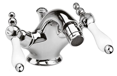 Jugendstil Retro Bidetarmatur Badezimmer Waschtischarmatur Silber / Wei� H. 10,5 cm - Luxus Qualit�t