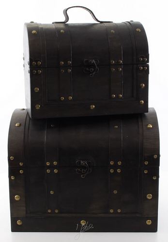 Casa Padrino Art Deco Holz Lunchbox Set Schwarz - Wohnzimmer Dekoration